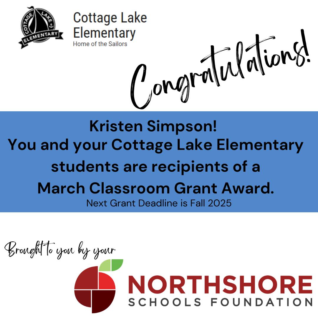 Congrats Kristen!

Read all the spring grant winners: Link in bio

#nsdfoundation #northshoreschoolsfoundation #northshoreschooldistrict #nsd  #educators #allinforkids  #classroomgrants #classroomgrant