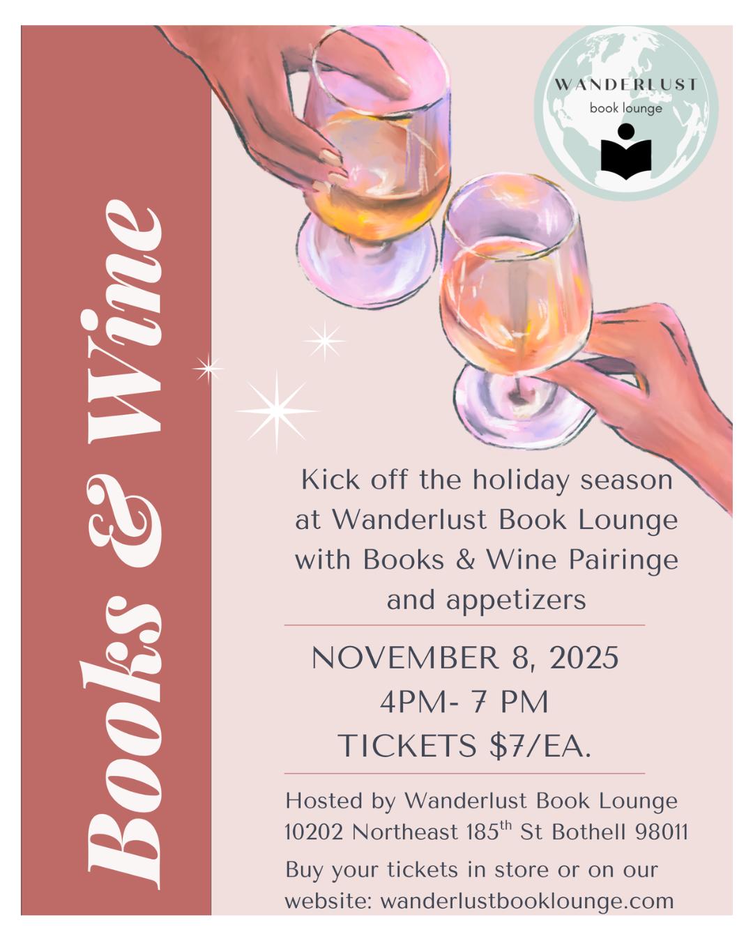 Get ready for the holidays with @wanderlust_book_lounge in downtown Bothell!

Attend their Books & Wine event this Saturday, Nov. 8th and get the holiday spirit.

Buy your tickets today in-store or on their website.

#nsd #northshoreschoolsfoundation #wanderlustbook