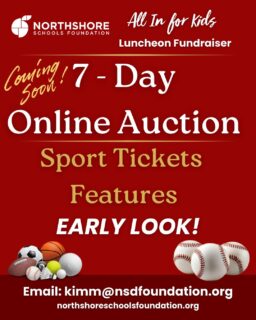 Sneak Peek Alert! Get ready to bid on amazing sport tickets at our 7-day All In for Kids online auction!

Date of online auction: February 23 - March 2

Everyone can bid, whether you're joining us at the All In for Kids Luncheon or not!

Mark your calendars and start making your wish list. More incredible items coming soon.

Online Bidding Page: Link in bio

Secure your seat to our All In for Kids Luncheon today: Link in bio

Questions? Email: kimm@nsdfoundation.org

#northshoreschoolsfoundation #northshore