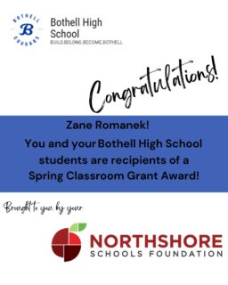 Congrats Zane at Bothell HS!

Meet the Foundation's 2026 Spring Grant Winners: Link in bio

Northshore staff and educators: our 2026 fall grant cycle opens on Aug. 1, 2026

All In for Kids!

#northshoreschoolsfoundation #classroomgrant